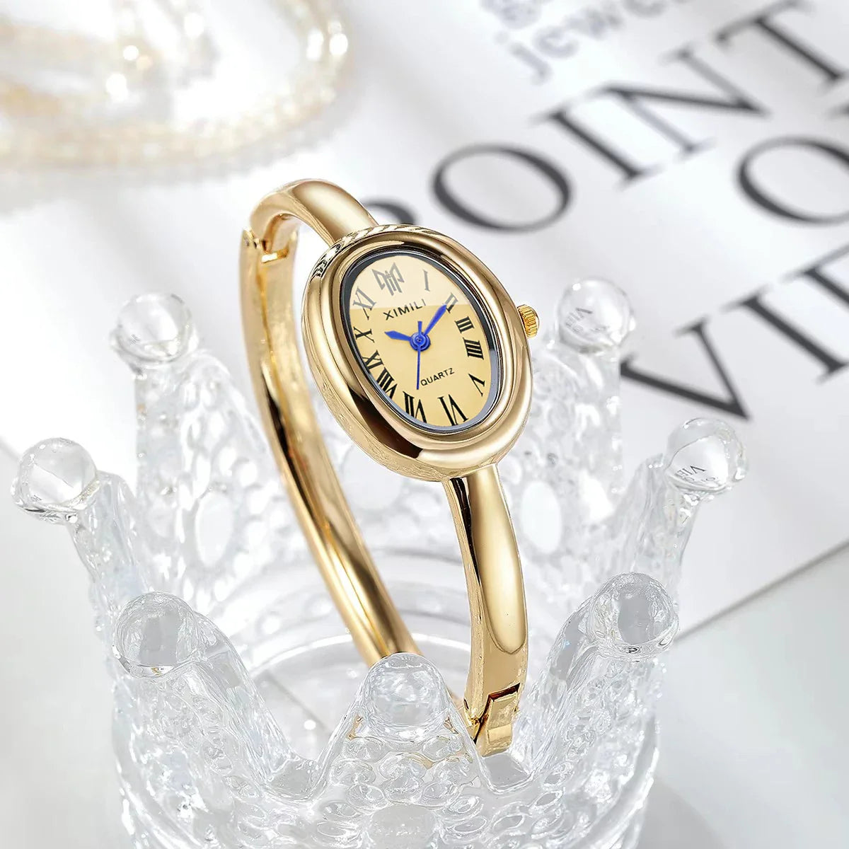Elegant Oval Dial Women Watches Fashion Bracelet Strap Ladies Quartz Wristwatch Reloj Mujer Girls Clock Gift