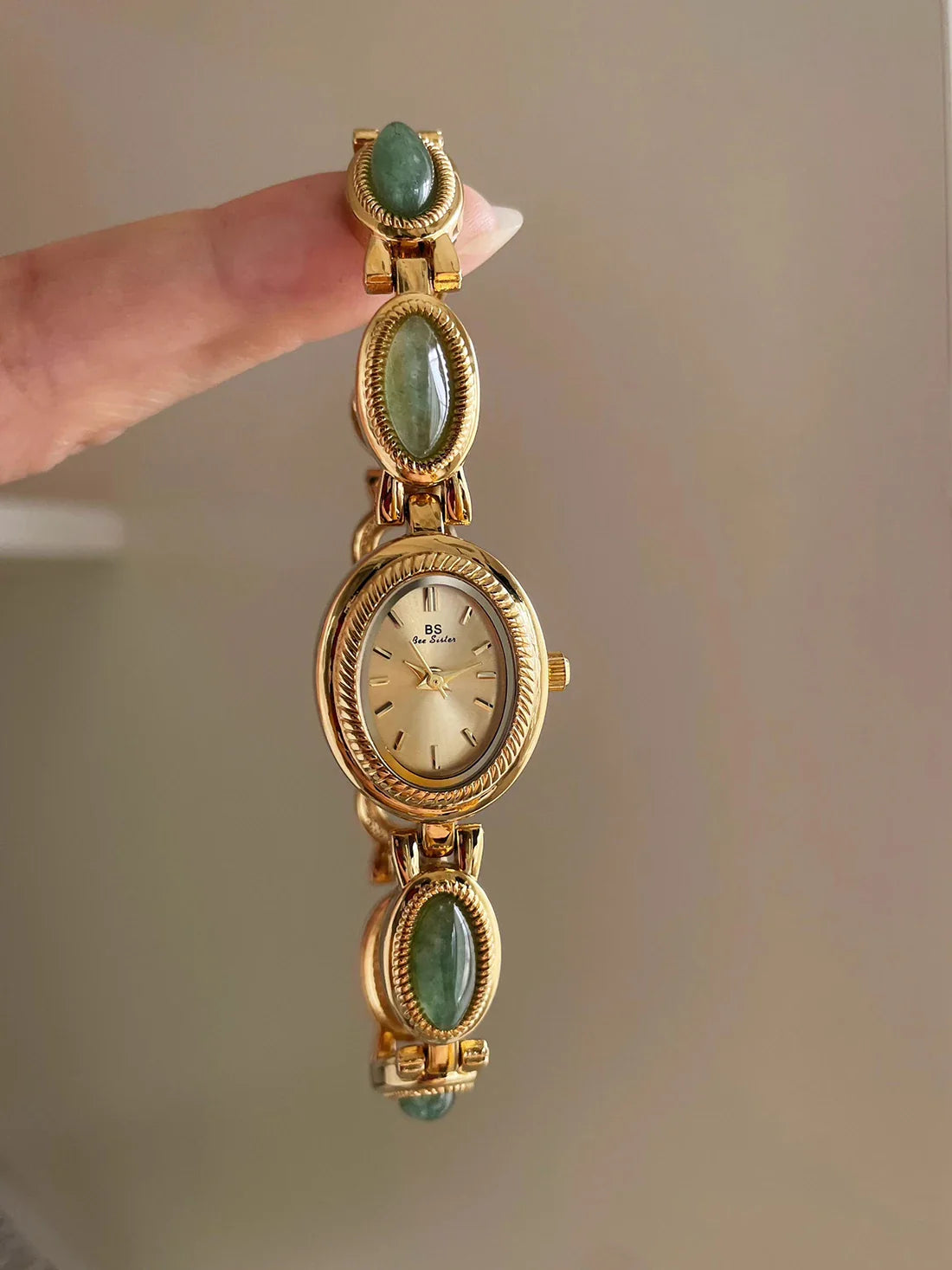 Natural Jade Bracelet Watch Gift Women,Ladies Watches Luxury High Quality Gold Quartz Watches, Elegant Women's Wristwatches