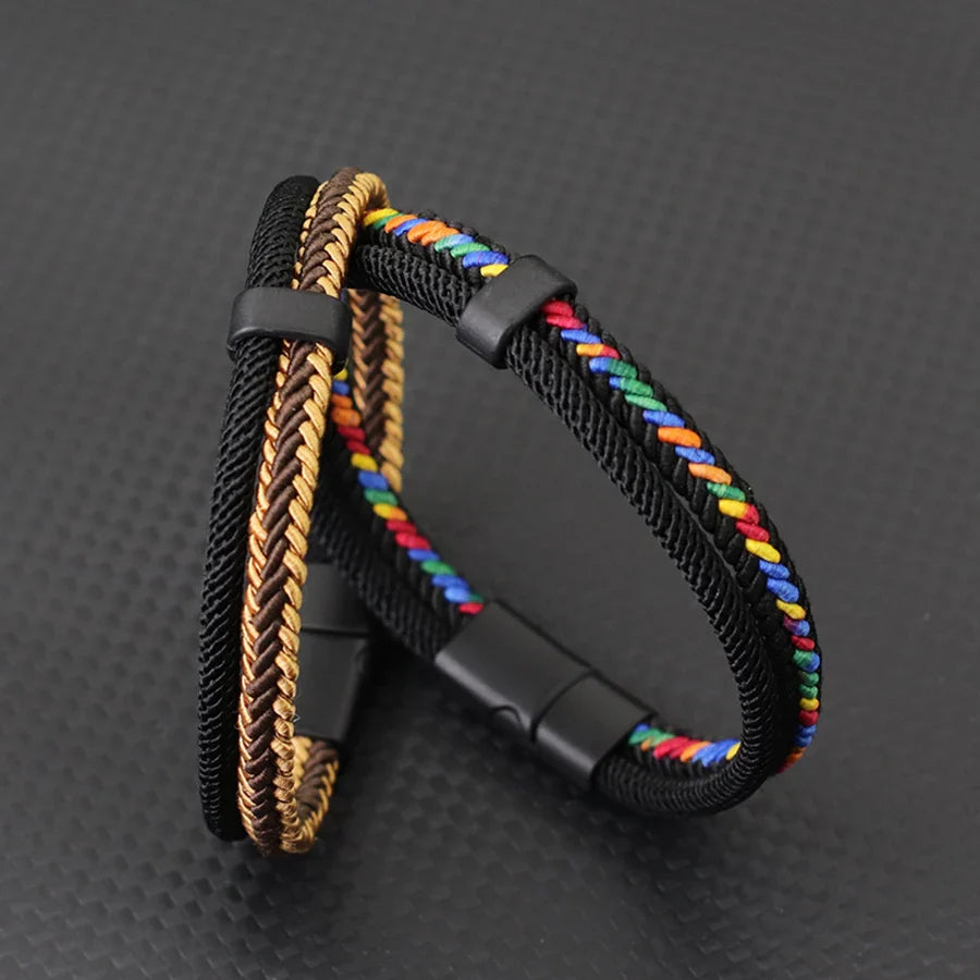 Noter New Personalized Handmade Rope Bracelet For Men Detachable Buckle 4 Colors Grade A Ethnic Fabric Bangle Pulseria Homme