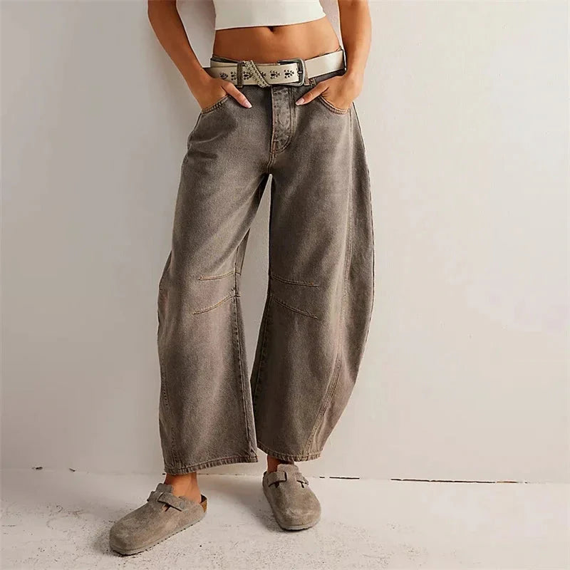 Women’s Mid Rise Wide Leg Baggy Jeans Relaxed Fit Denim - Image 3