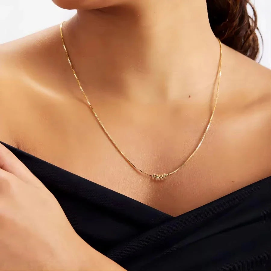 Minimalist Gold Color Stainless Steel Necklace for Women Classic Thin Chains Metal Beads Neck Jewelry