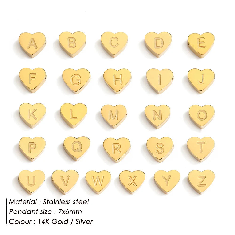 SUNIBI Initial Name Heart Shape Pendant For Necklaces Stainless Steel Necklace for Women Bracelet Make Earrings Jewelry