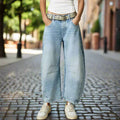Women’s Mid Rise Wide Leg Baggy Jeans Relaxed Fit Denim - Image 7