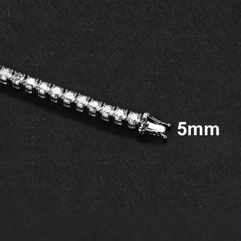 NeeTim 3mm 4mm 5mm Moissanite Tennis Bracelet Full Diamond 925 Sterling Silver with Gold Plated Bracelets For Women Men