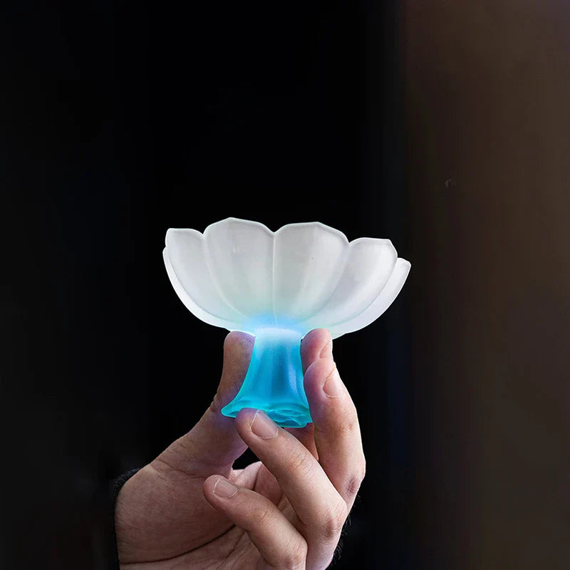 Glass Lotus Incense Burner Brass Nine-hole Incense Holder Incense Stick Holder for Yoga Meditation Spa Home Decor