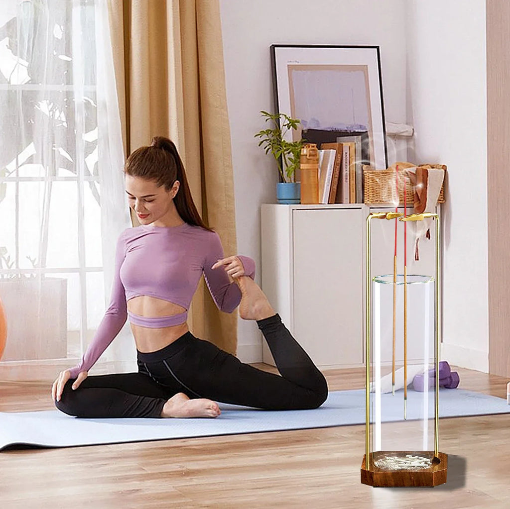 Glass Incense Holder for Dual Sticks Anti-Ash Flying Incense Burne with Ash Catcher Incense Stick Holder for Yoga Meditation Spa