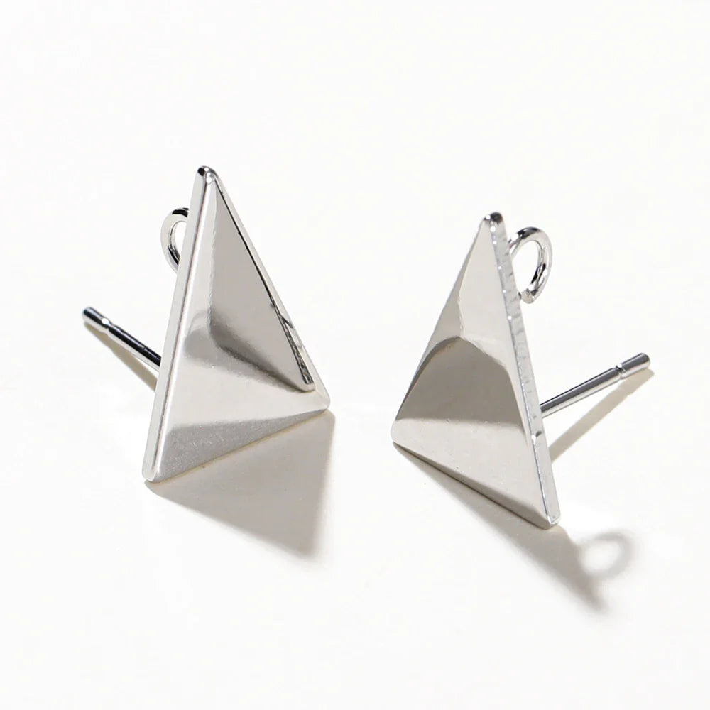 10pcs/lot 10x15MM 18K Gold Plated Brass Triangle Stud Earrings High Quality DIY For Jewelry Making Finding Earrings Accessories