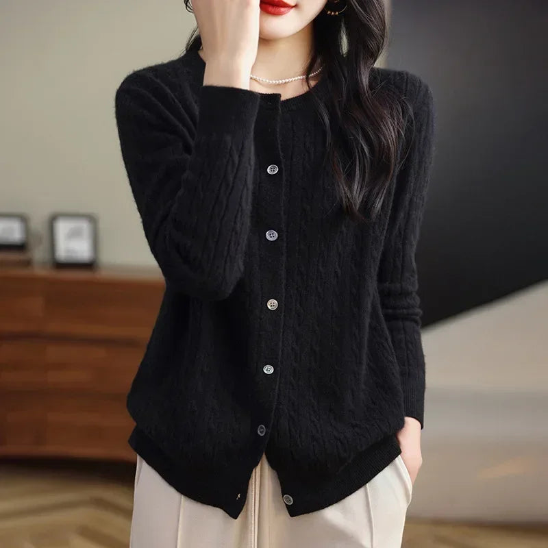 Women's Cable Knit Button Down Cardigan Sweater - Image 25