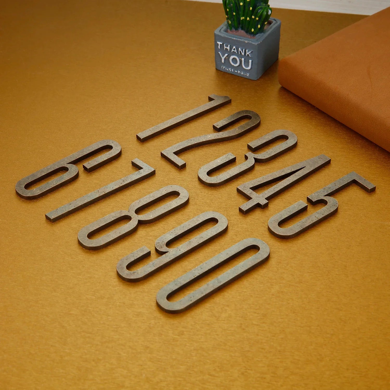 Bronze Door Number with Backing Adhesive 7cm Metal House Number Apartment Door Number for Outdoor Hotel Home Mailbox Label