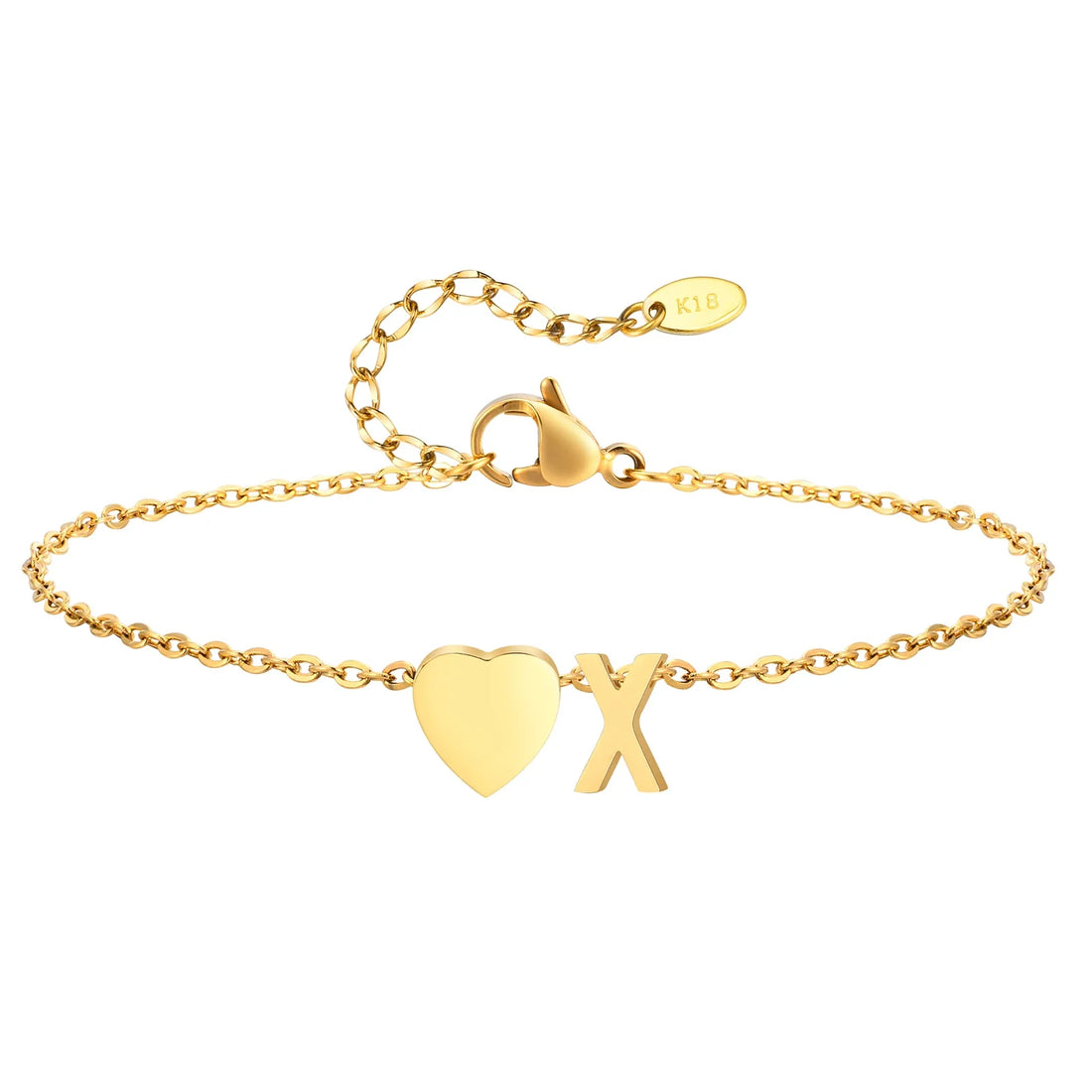 Women Heart Initial Stainless Steel Personalized Anklet Bracelets