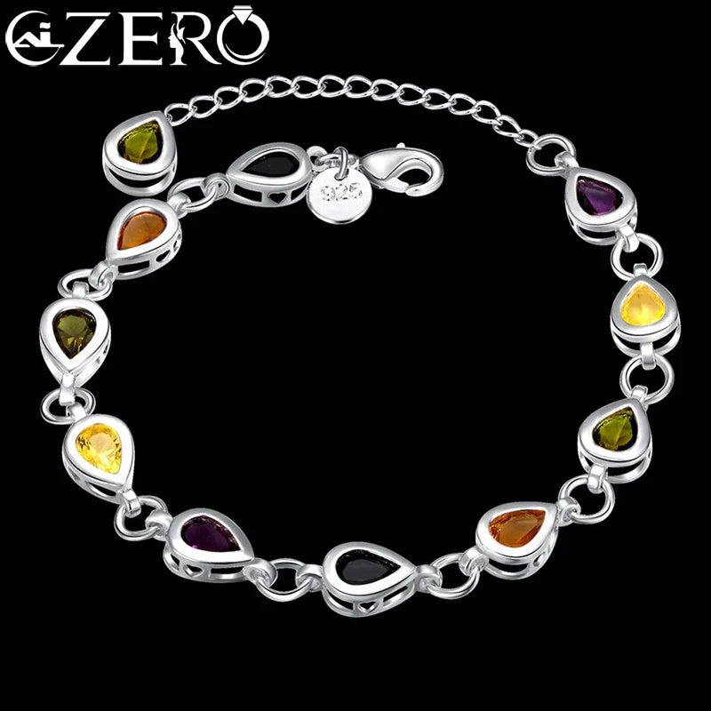 Wholesale 925 Sterling Silver Noble Charm Bracelets Zircon Chain Crystal Jewelry Fashion for Women Wedding Lady Cute