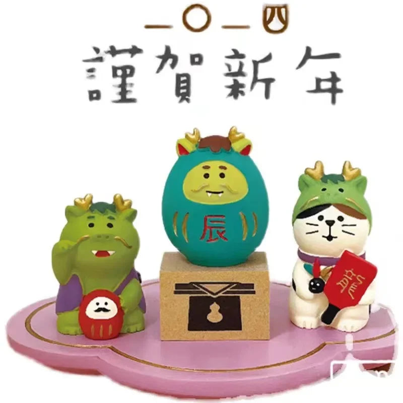 Japanese Style ZAKKA Cat Crafts Small Ornaments for Chinese New Year Snake Year Trend Bonsai Food and Decorative Resin Figurines