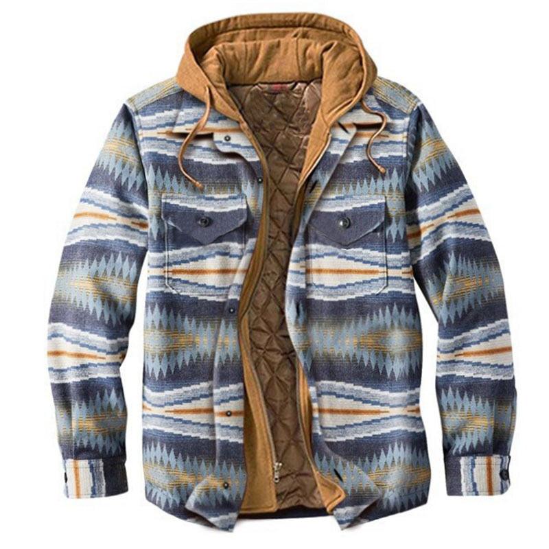 Men's Relaxed Fit Plaid Flannel Hooded Shirt Jacket