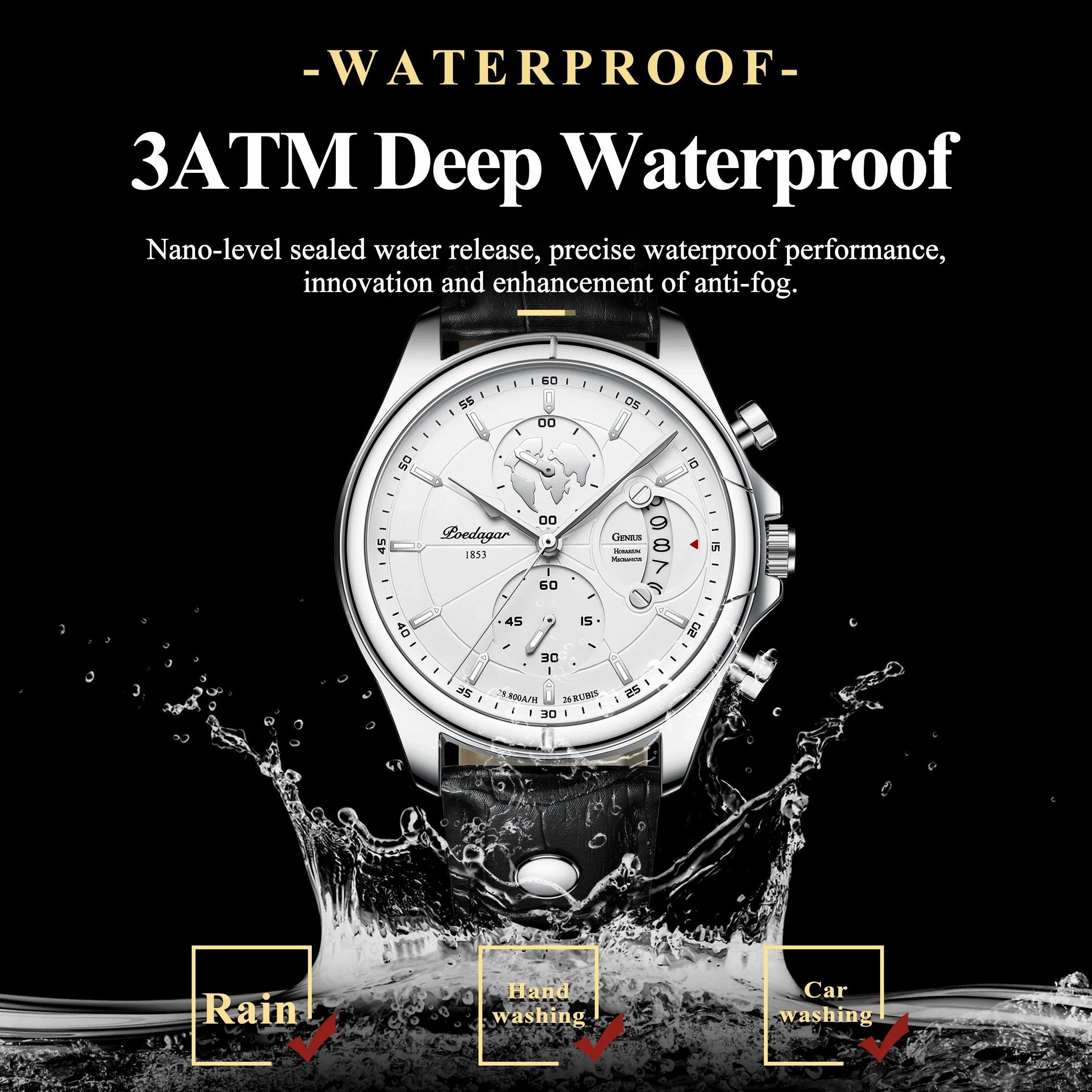 POEDAGAR Luxury Man Wristwatch Chronograph Date Waterproof Leather Men Watch Casual Quartz Men's Watches Sports Male Clock Reloj