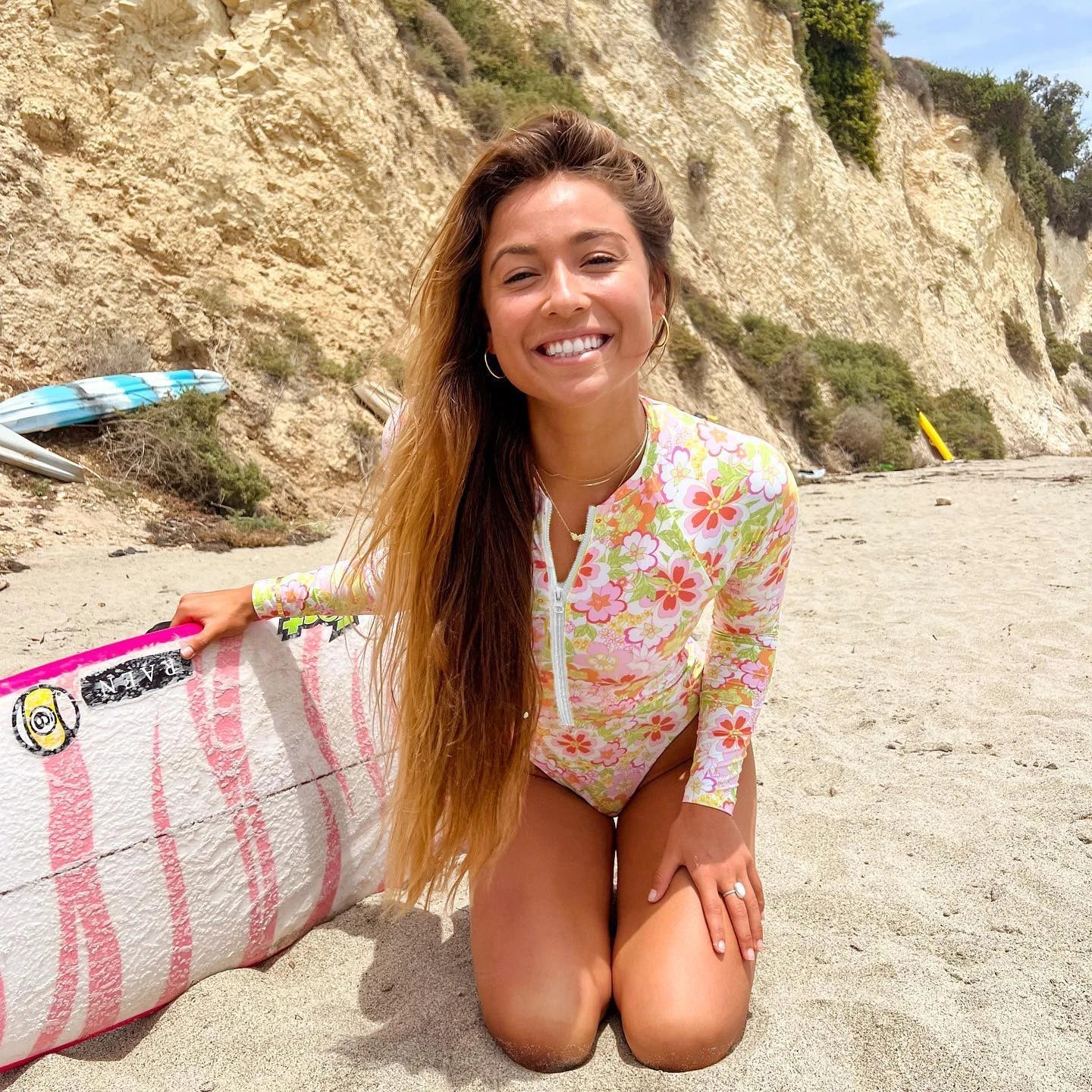 Women's Long Sleeve One Piece Swimsuit Colorblock Surf Suit - Image 4
