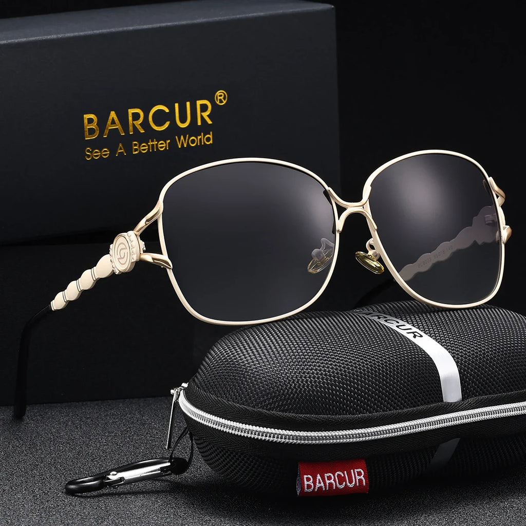 Oversized Elliptical Polarized Sunglasses – Trendy Black Frame