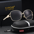 Oversized Elliptical Polarized Sunglasses – Trendy Black Frame