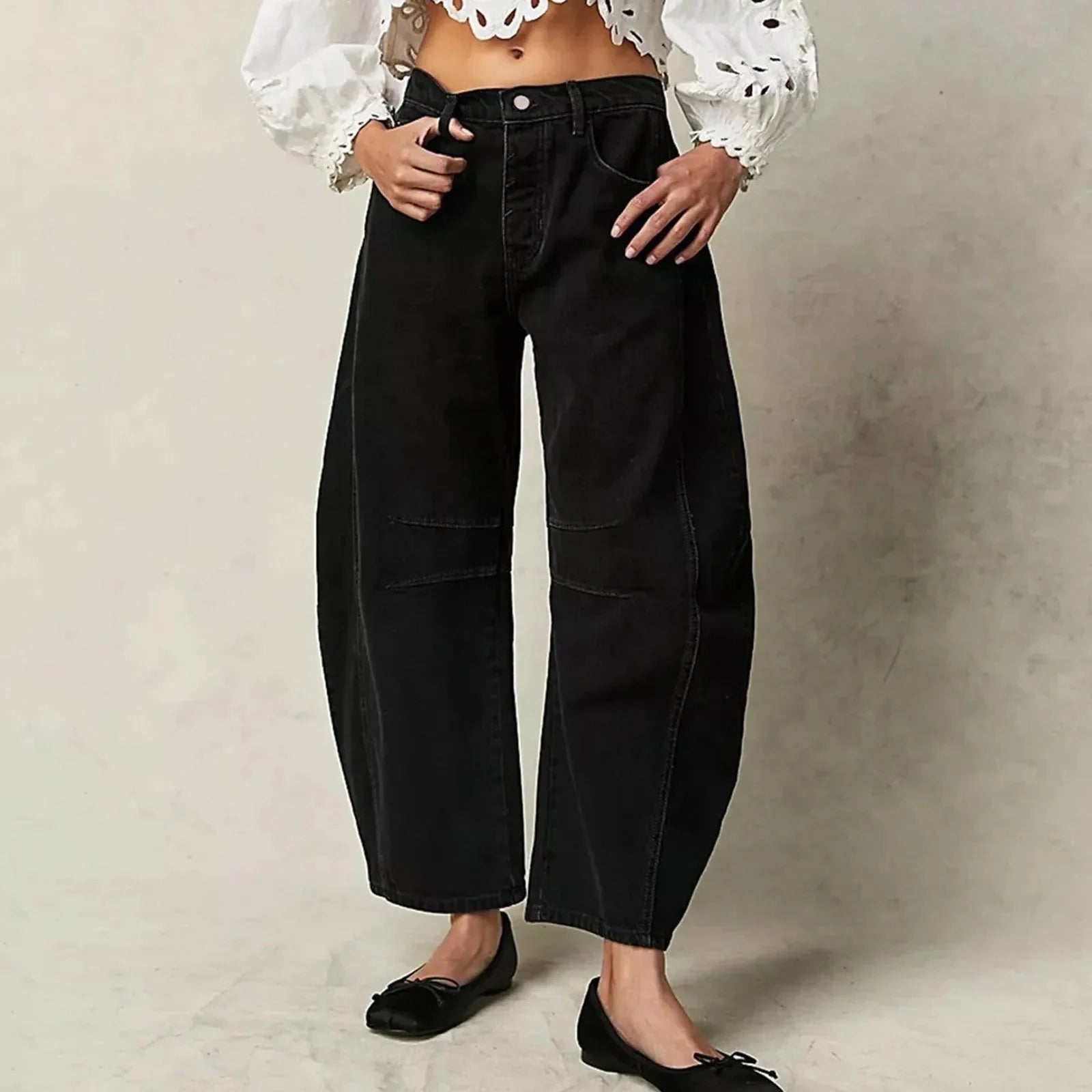 Women's Y2K Baggy Mid-Waist Wide-Leg Barrel Jeans Streetwear - Image 7
