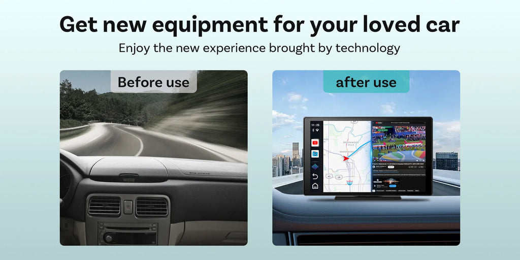 9 Inch Portable Wireless CarPlay Screen, Apple CarPlay and Android Auto Touch Display