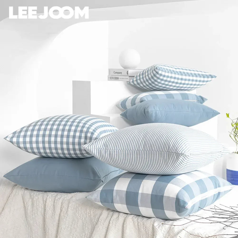 VIKAMA 1pc Light Blue Baby Pillow Cover, Plaid Home Decor, Sofa Cushion Cover Suitable for Sofa and Interior Home Decoration