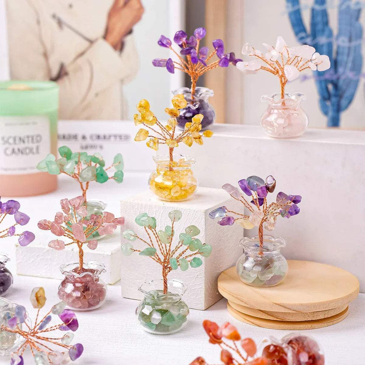 Crystal Tree of Life Healing Gemstone Bonsai Home Office Decor Gift