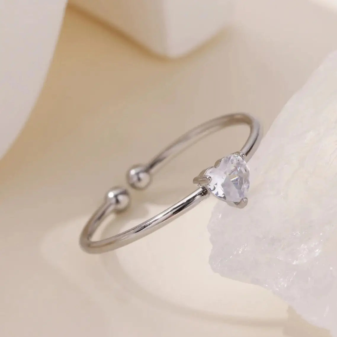 Fashion Zircon Heart Birthstone Rings For Women Stainless Steel Gold Color Birthstone Ring  Aesthetic Wedding Jewelry Gift
