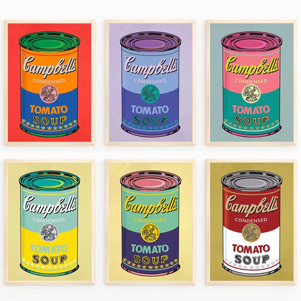 Andy Warhol Pop Art Tomato Soup Poster Canvas Painting Vintage Kitchen Art Aesthetic Decor Home Room Wall Decoration Retro Decor