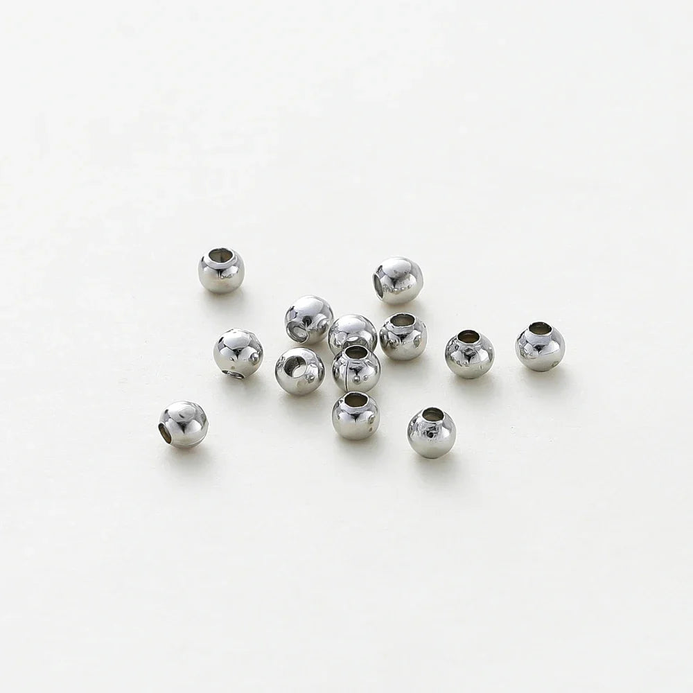 30-100Pcs 14K/18K Gold Color Plated Brass 2/2.5/3/4/5/6mm Spacer Beads for Jewelry Making Beads Accessories Findings Wholesale