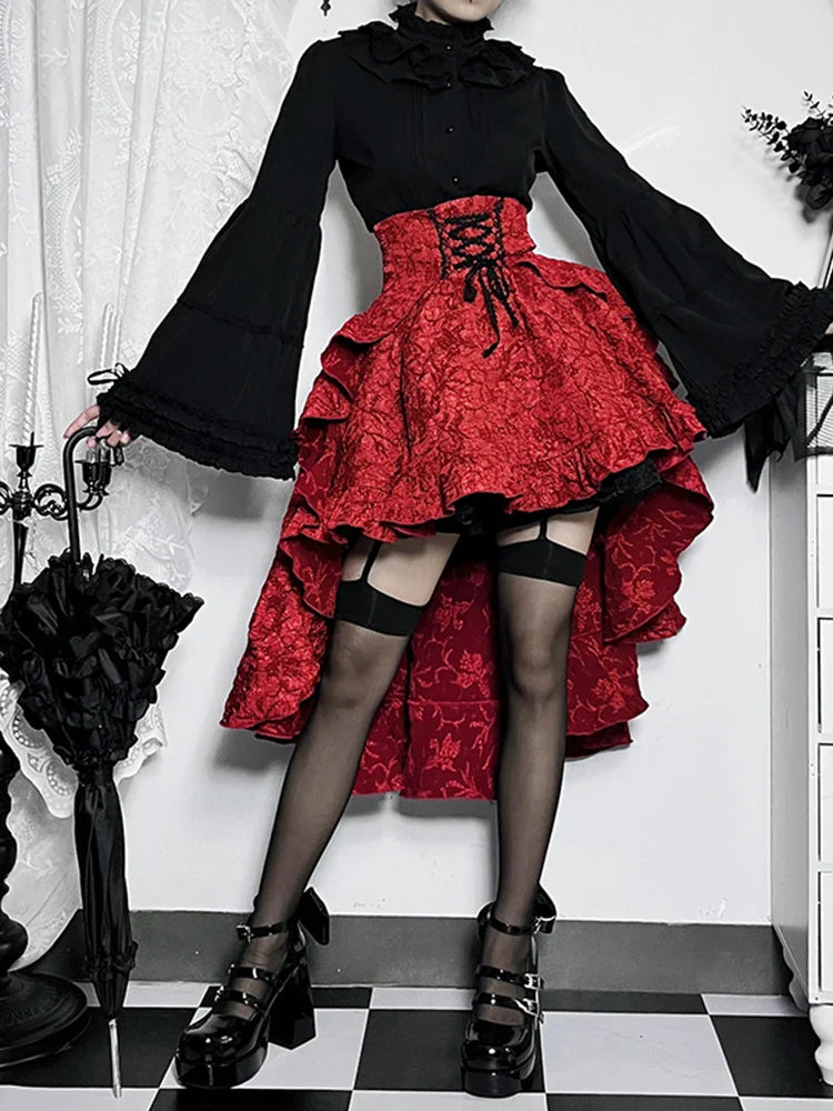 Alt Goth Fairy core Grunge Lolita Skirt Women Dark Gothic