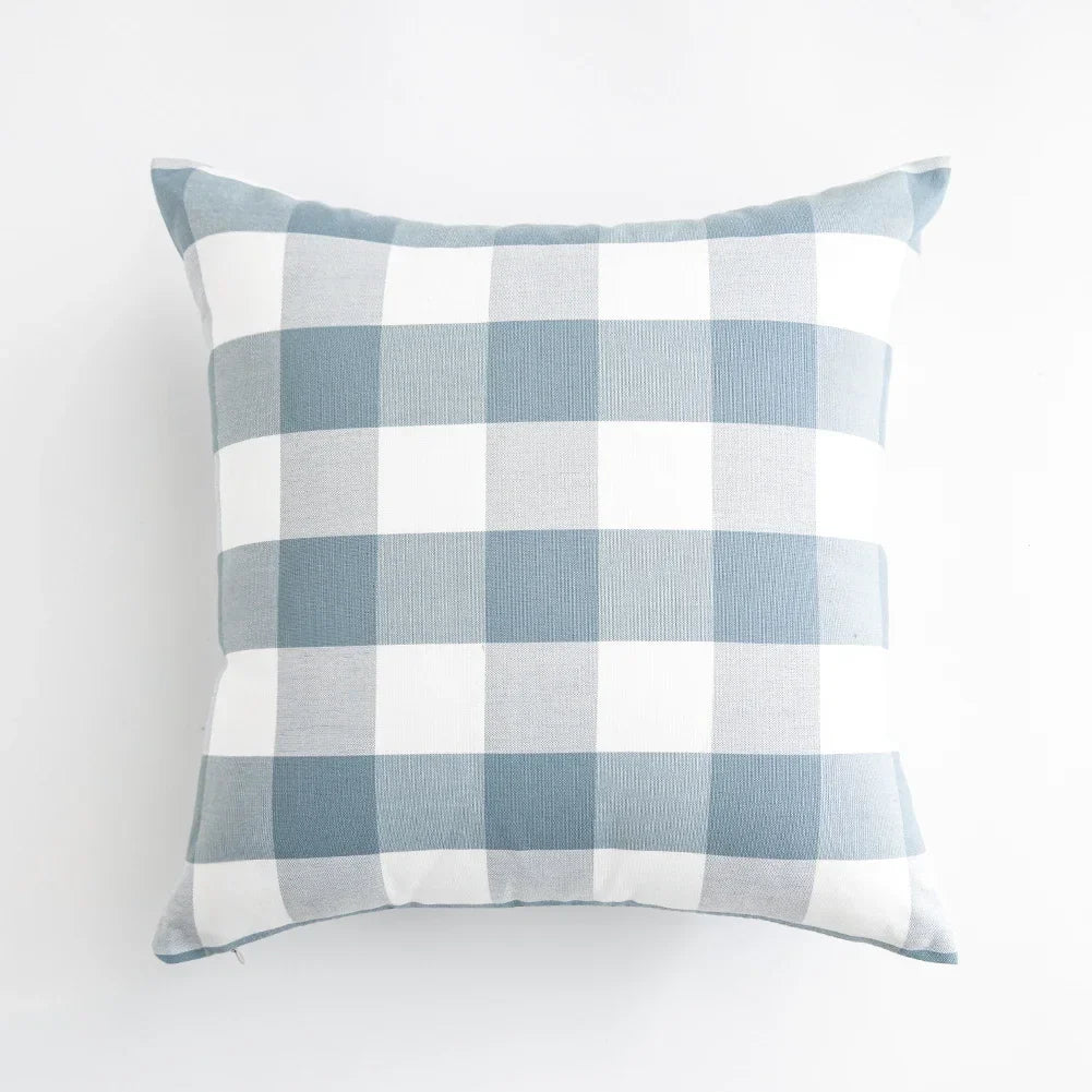 VIKAMA 1pc Light Blue Baby Pillow Cover, Plaid Home Decor, Sofa Cushion Cover Suitable for Sofa and Interior Home Decoration