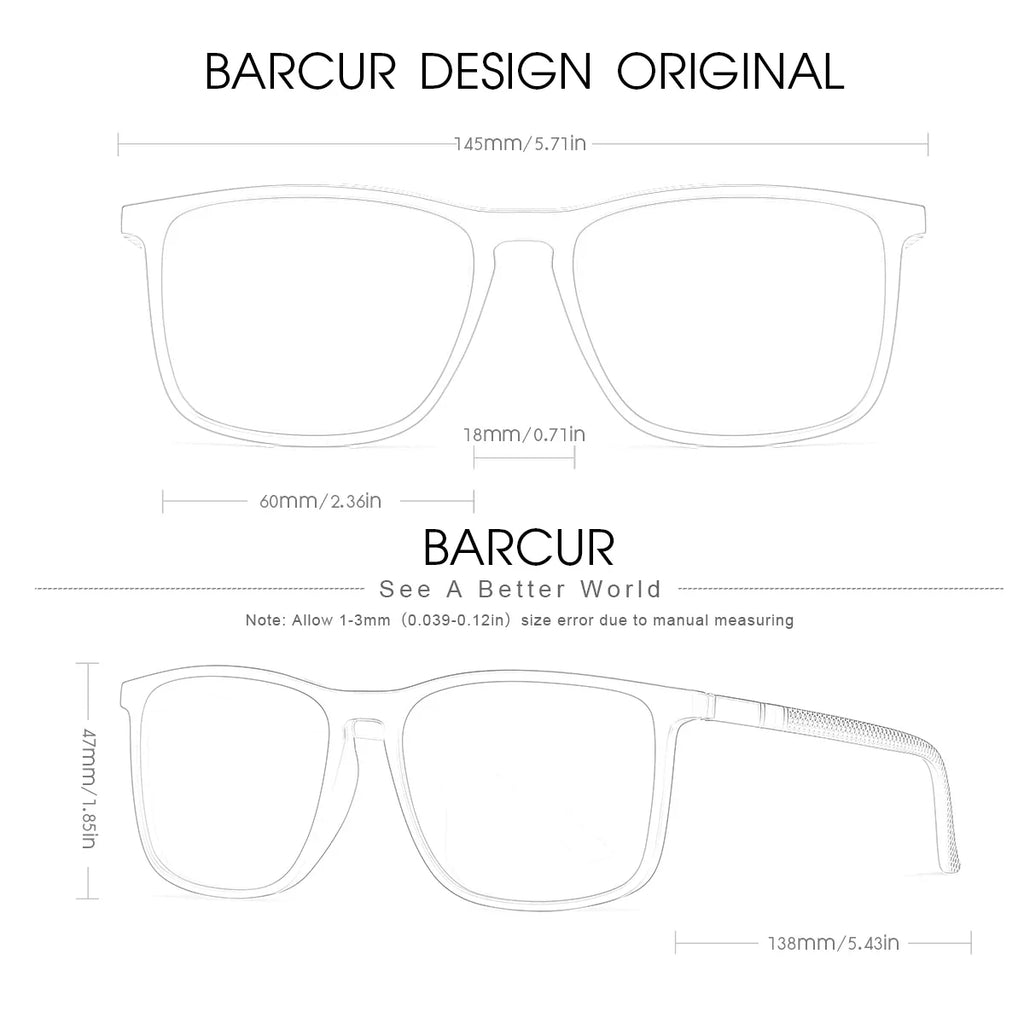 BARCUR Polarized Square Frame Sunglasses for Men and Women – Timeless Fashion UV400 Wave Point Design Casual Style Durable PC Eyewear for Summer Outdoor Driving Travel and Gift Giving