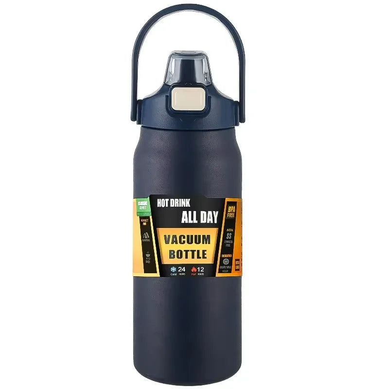 800-1500ML 304 Stainless Steel Thermal Mug Outdoor Thermos Bottle Portable Tumbler Vacuum Flasks Cold&Hot Straw Water Bottle