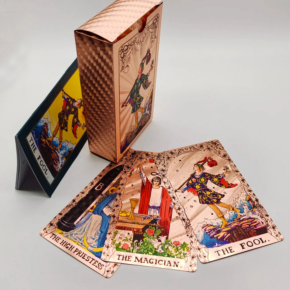 Creative Gold PET Tarot Cards Gorgeous Divinative Board Games Waterproof Astrological Oracle Deck With Guidebook