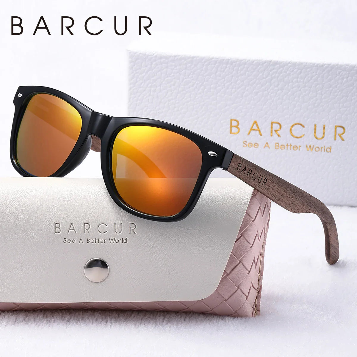 Natural Wood Oval Polarized Sunglasses for Women