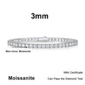 NeeTim 3mm 4mm 5mm 6.5mm Moissanite Tennis Bracelet Original s925 Sterling Silver Lab Diamond Bracelets for Women Men Chains