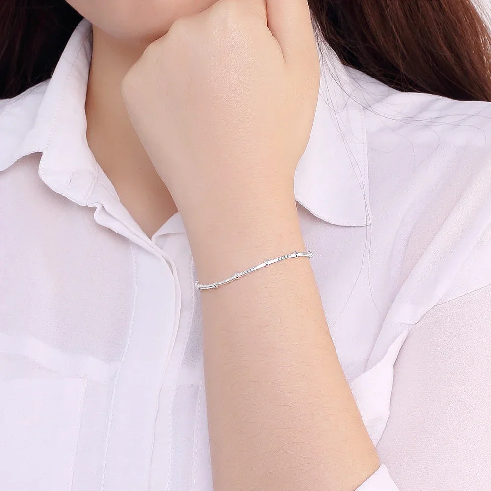 Hot new 925 sterling silver Bracelets for women fine snake bone beads chain fashion Wedding party Christmas gifts Jewelry
