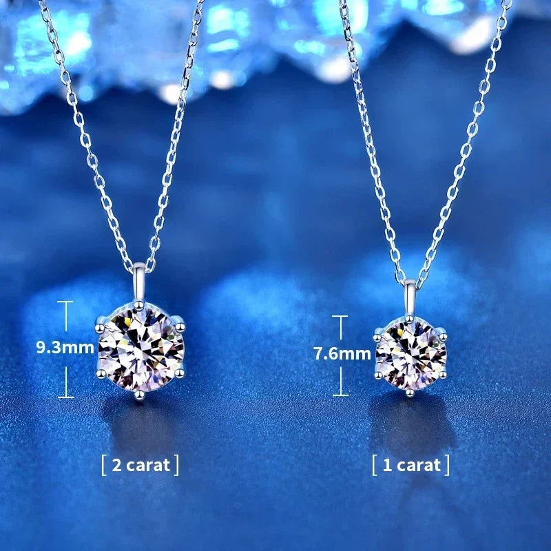 NeeTim 2.0ct VVS1 D Color Moissanite Necklace 925 Soild Sterling Silver Chain with Certificate Fine Jewelry for Woman
