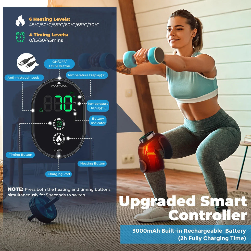 Electric Knee Heating Pads Multifunctional Heated Shoulder Elbow Knee Pad Portable 6 Gear Hot Compress Knee Brace USB Charging