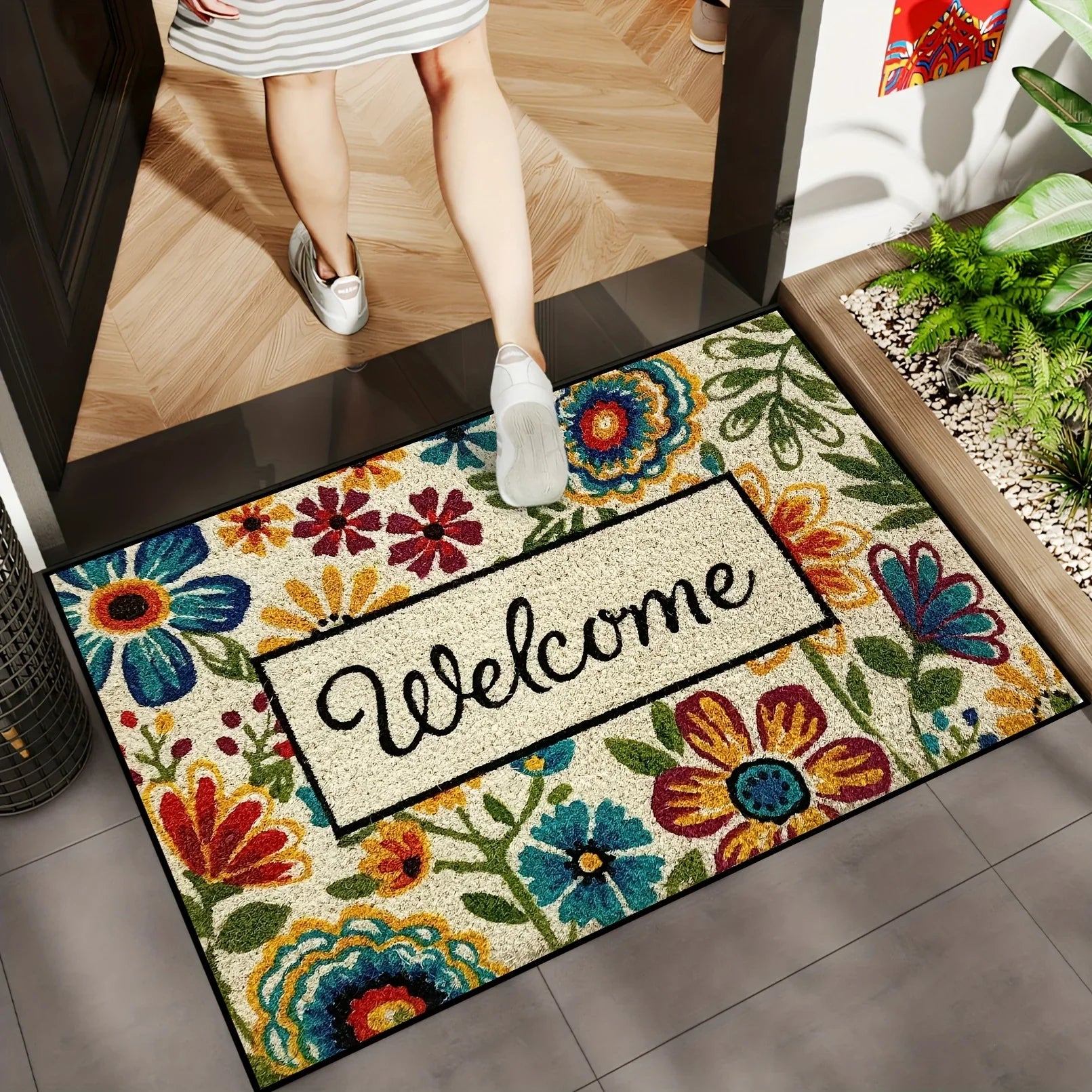 VIKAMA Bright Flower Carpet Garden Doormat Welcome Mat Rug For Bedroom Living Room Carpet Outdoor Carpet Home Decor