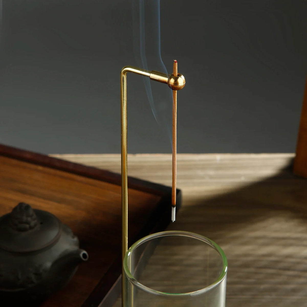 Glass Mountain Incense Holder for Sticks Incense Sticks Holder with Cord Lock Anti-Ash Flying Incense Burner with Ash Catcher