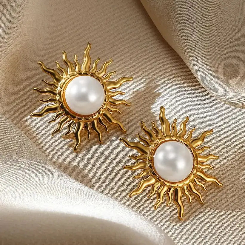 Vintage Stainless Steel Sun Earrings For Women Bohemian Sun Shine Earrings Irregular Fan Shaped Earrings Jewelry Party Gifts