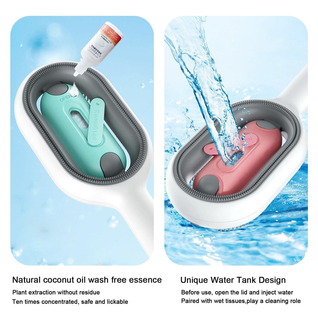 Minimalist Pet Grooming Brush with Steam Cleaning System