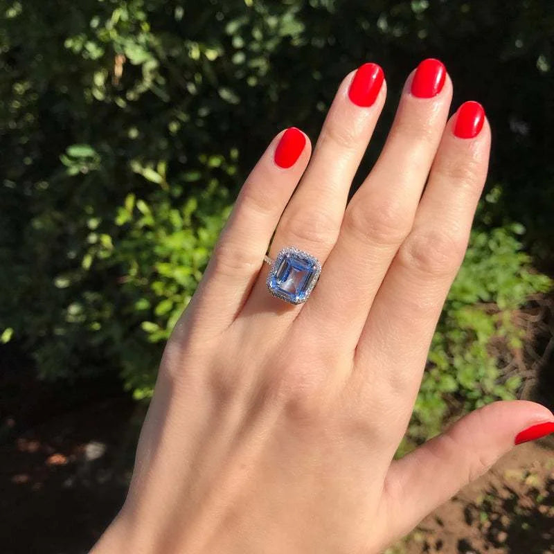 925 Sterling Silver Gorgeous Bridal Wedding Ring for Women Big Stone Crystal Square AAA Cubic Zirconia Elegant Statement Jewelry