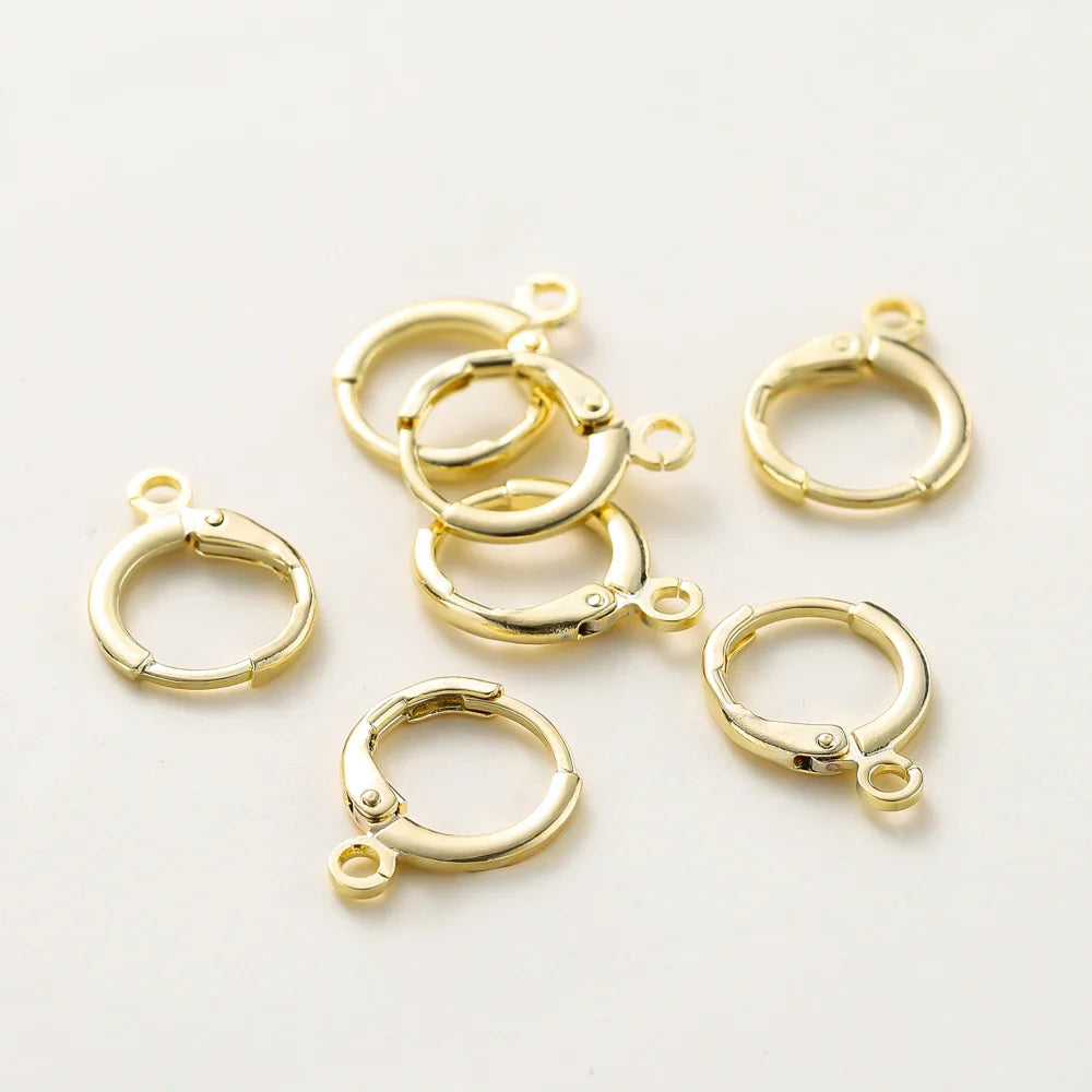 10pcs 14K 18K Gold Plated Brass France Blank Round Opening Earing Hook Ear Pendant Clips Loop For DIY Jewelry Making Findings