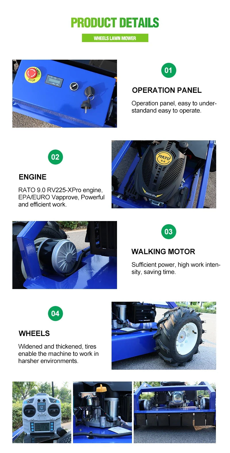 Four-Wheel Push Lawn Mower for Home Gardens