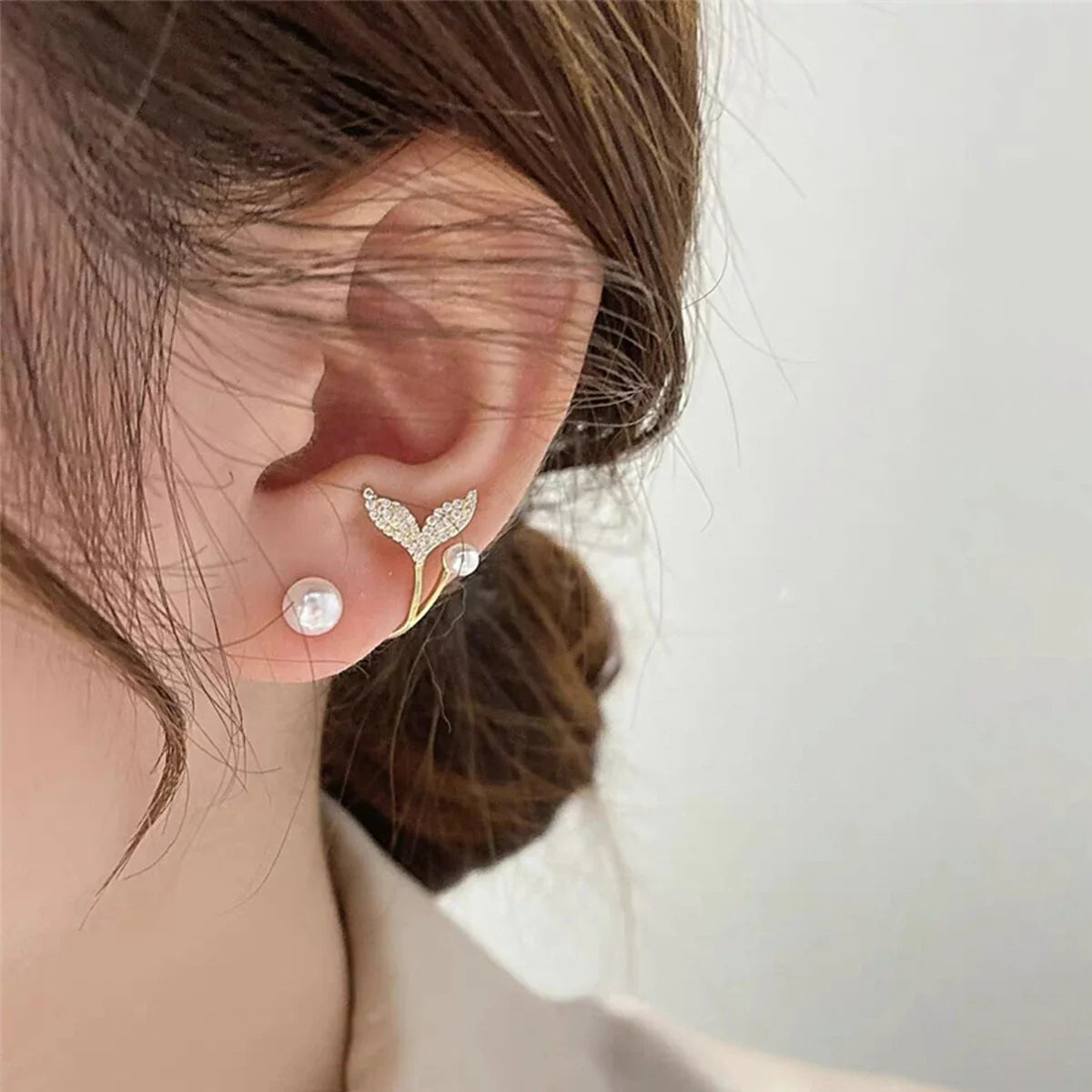 Exquisite Leaves Crystal Flower Stud Earrings For Women AAA Zircon Rose Butterfly Tassel Earring Bride Wedding Party Jewelry