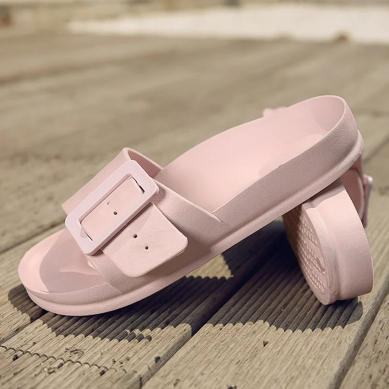 Women's EVA Square Buckle Comfort Slides Lightweight Casual Sandals - Image 6