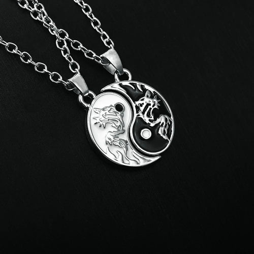 2 PCS Best Friends Necklace Jewelry Yin Yang Tai Chi Pendant Couples Paired Necklaces&Pendants Unisex Lovers Valentine's Gift