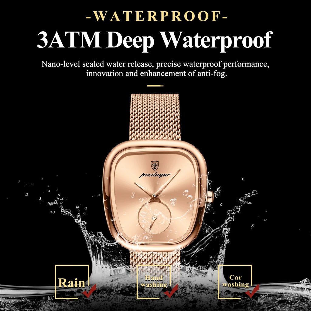 POEDAGAR Luxury Brand Woman Watch Waterproof Stainless Steel Mesh Women's Watches Fashion Elegant Quartz Ladies Wristwatch Reloj