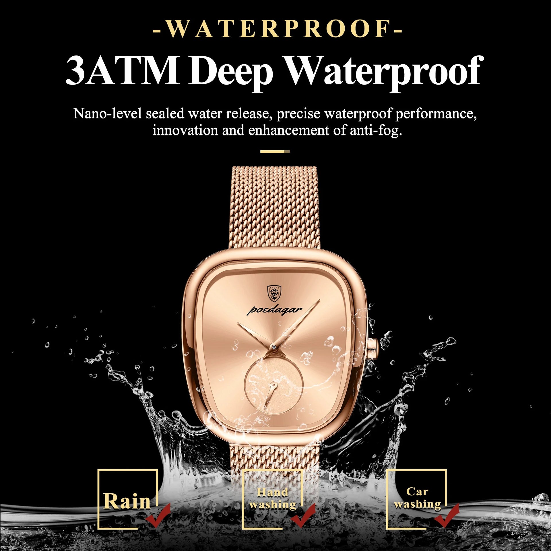 POEDAGAR Luxury Brand Woman Watch Waterproof Stainless Steel Mesh Women's Watches Fashion Elegant Quartz Ladies Wristwatch Reloj
